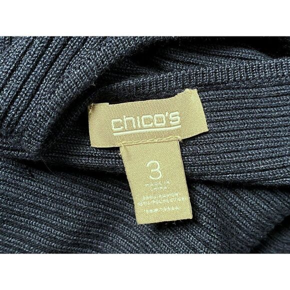 Chico's Navy Mini Rib Pullover Sweater Sz 3 L/XL Dolman Sleeve Classic Preppy - Picture 5 of 5